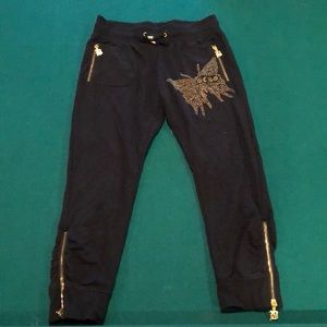 BCBG black drawstring sweat pant capris S